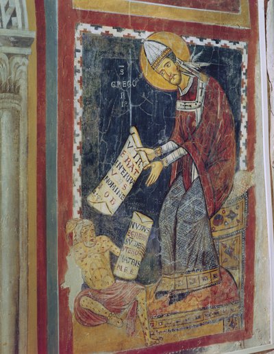San Gregorio el Grande, con Job a sus pies, Capilla de San Gregorio, c.1224 de Italian School