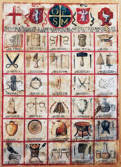 Símbolos de las artes y oficios de la ciudad de Orvieto de Italian School