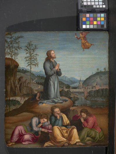 La agonía en el jardín (óleo sobre madera) de Italian School