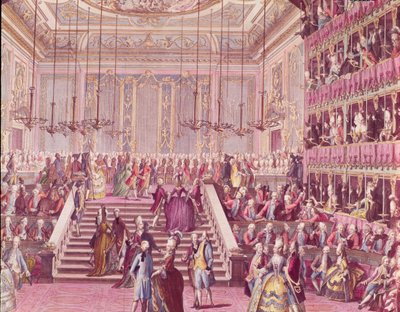 El baile en el Teatro San Benoit en Venecia el 22 de enero de 1782, finales del siglo XVIII de Italian School