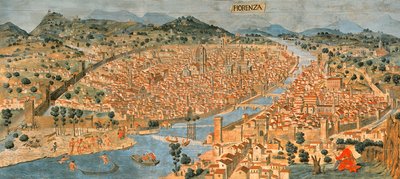 La "Carta della Catena" muestra un panorama de Florencia de Italian School