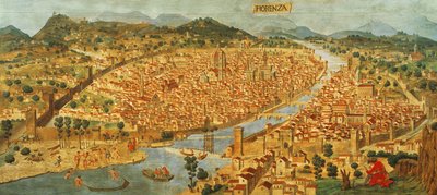 La "Carta della Catena" muestra un panorama de Florencia de Italian School