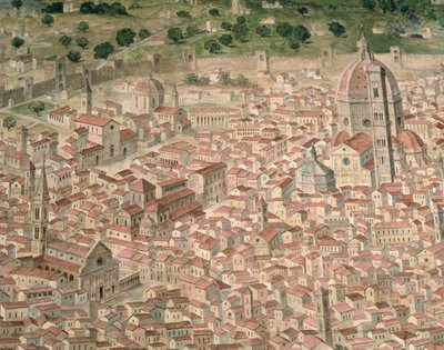 La "Carta della Catena" muestra un panorama de Florencia de Italian School
