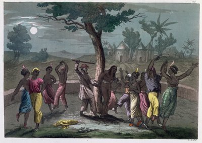 La danza del Mombo-Jombo, según los viajes de Mungo Park, de A History of Costume por J. Ferrario, publicado en Milán c.1820 de Italian School
