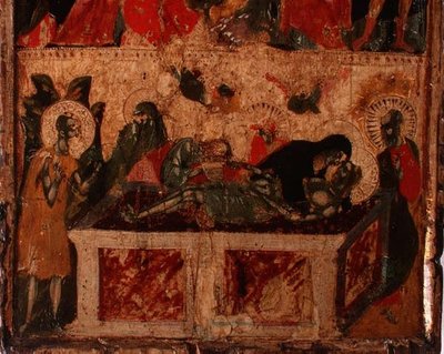 La Deposición de Cristo, mitad inferior de un panel (véase también 78636) (panel) de Italian School