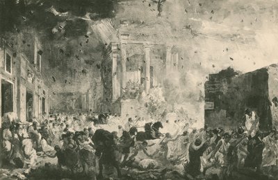La destrucción de Pompeya ante el templo de la Fortuna de Italian School