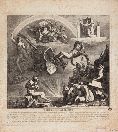 La caída de Napoleón - Caricatura de la caída de Italia, 1814 de Italian School
