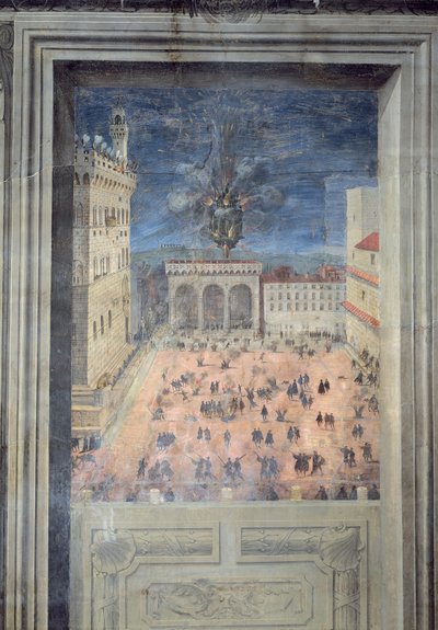 Los fuegos artificiales en la Piazza della Signoria, c.1560 de Italian School