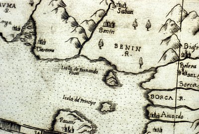El golfo de Benín, parte del golfo de Guinea, basado en un mapa de Urbano Monte de Italian School