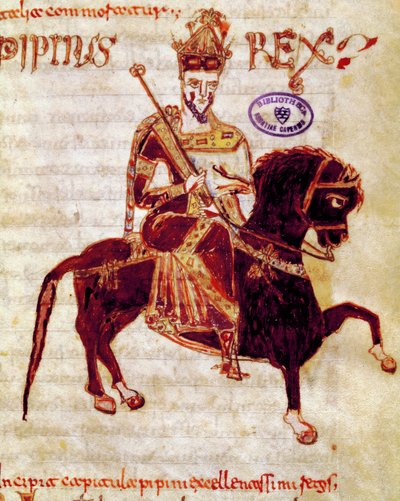 El Rey de los Francos Pipino el Breve (715-768). Página de manuscrito (ms. 4) 
