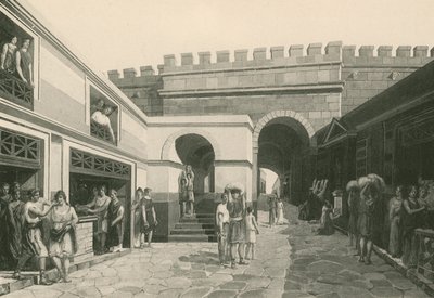 La Puerta Marina como era (grabado) de Italian School