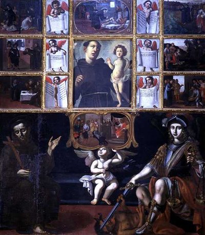 Los milagros de San Antonio, con San Francisco y San Miguel de Italian School