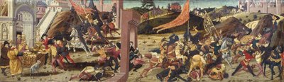 La Casona de Morelli, que representa a los galos derrotados por Marco Furio Camilo (panel principal) de Italian School