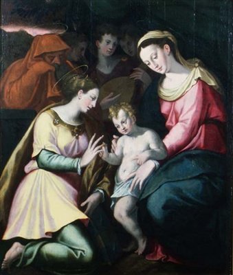 El Matrimonio Místico de Santa Catalina, c.1600 de Italian School