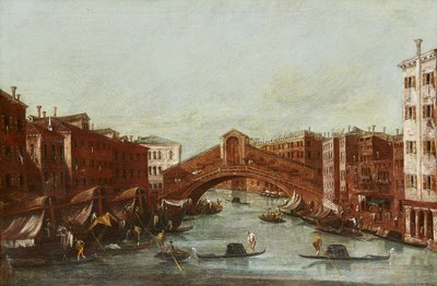 El Puente de Rialto desde el Gran Canal de Italian School