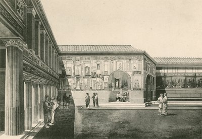 Los baños de Estabia - El patio de los estucos como era de Italian School