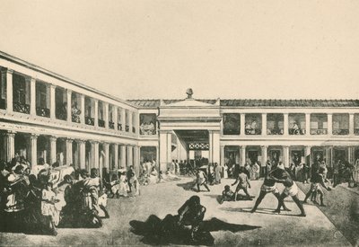 Los baños de Estabia - El lugar de lucha como era de Italian School