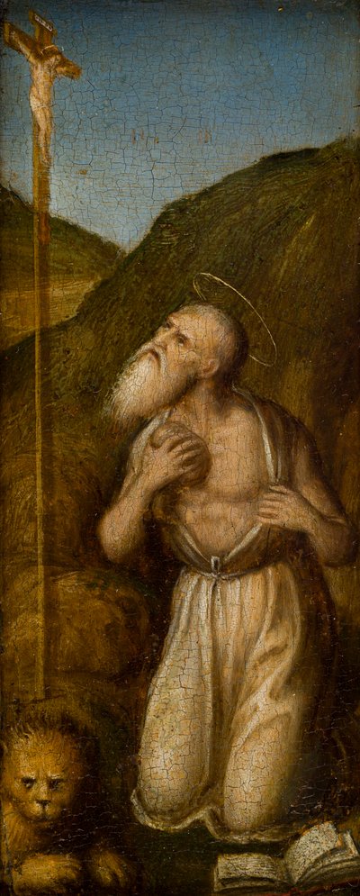 La estigmatización de los santos Francisco y Jerónimo, c.1480 (óleo sobre tabla) de Italian School