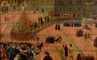 El suplicio de Savonarola (1452-98) (óleo sobre tabla) de Italian School