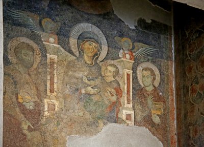 La Virgen y el Niño entre San Cosme y San Damián de Italian School