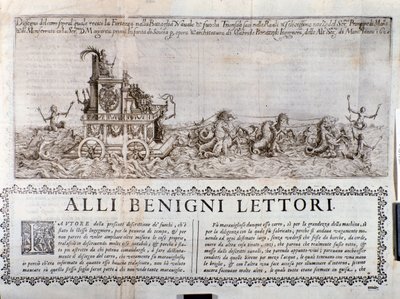 El carro alegórico. De las Crónicas que describen las celebraciones organizadas en Mantua por el príncipe de Gonzaga de Italian School