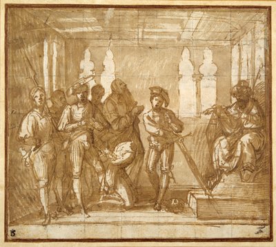 La decapitación de un santo (pluma y tinta con aguada y tiza sobre papel) de Italian School