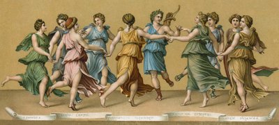 La danza de Apolo con las musas de Italian School
