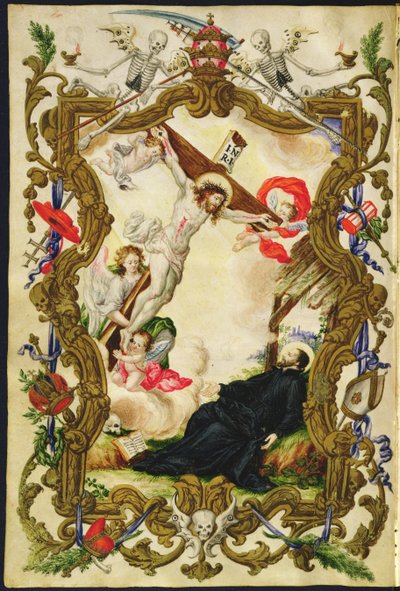 La muerte del religioso, de una Mariegola de la cofradía laica de la Buona Morte, c.1712-14 de Italian School