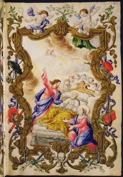 La buena muerte del cristiano, de una Mariegola de la cofradía laica de la Buona Morte, c.1712-14 de Italian School