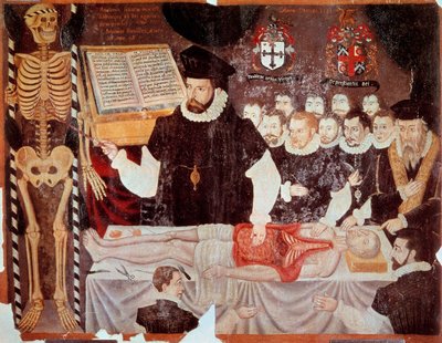 La lección de anatomía dada por John Banister en el Barber Surgeons Hall en 1548 de Italian School