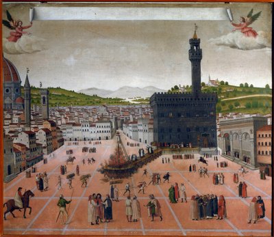 La pira de Girolamo Savonarola en la Piazza della Signoria, Florencia, en 1498 (pintura) de Italian School