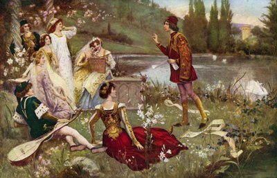 El relato de una de las historias del Decamerón de Italian School