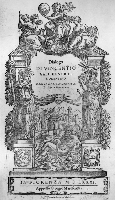 Portada de Della Musica Antica et (sic) della Moderna por Vincenzo Galilei, 1581 de Italian School
