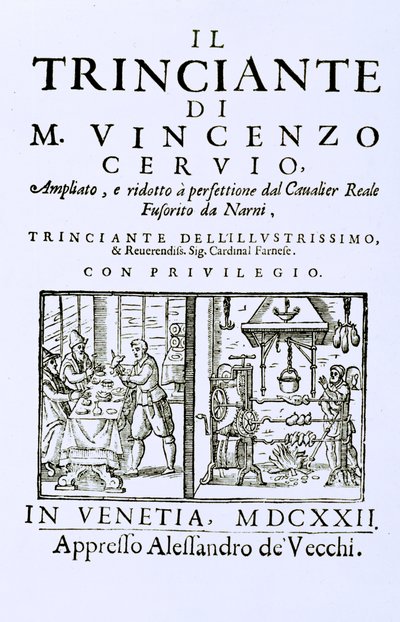 Portada de un libro de cocina italiano, publicado en Venecia, 1622 de Italian School