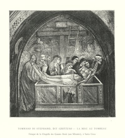 Tommaso di Stephano, dit Giottino, La Mise au Tombeau, Fresco de la Capilla de los Condes Bardi, san Silvestro, en Santa Croce de Italian School