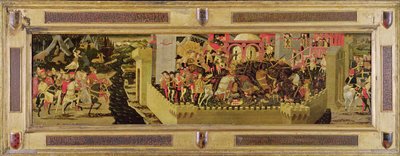 Escena del torneo: La melé (óleo sobre tabla) de Italian School