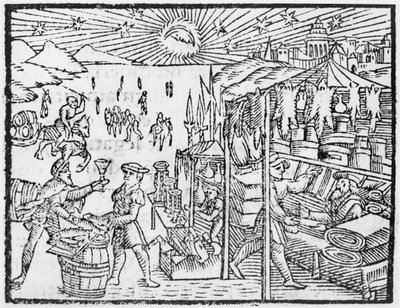 Comercio en Escandinavia, ilustración de Historia de Gentibus Septentrionalibus de Olaus Magnus (1490-1558), publicada en Roma, 1555 de Italian School