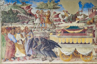 Triunfo de Mercurio, Sala de los Meses, Muro Norte: "Junio", c.1468-70 (fresco) de Italian School