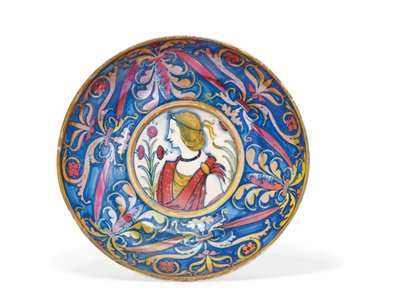 Plato con pie de mayólica de Umbría con oro y rubí, de Deruta a Gubbio, c.1510-20 de Italian School