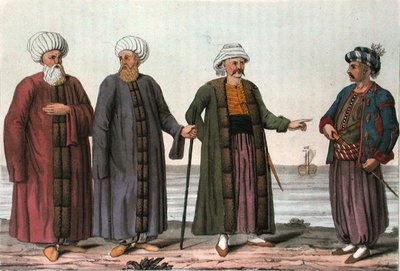 Uniformes de la Marina Otomana, grabado por V. Raineri de Italian School