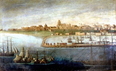 Unificación de Italia: expedición de los Mil o Camisas Rojas liderada por Giuseppe Garibaldi (1807-1882). El desembarco en Marsala, Sicilia. Pintura anónima. Milán Museo del Risorgimento de Italian School