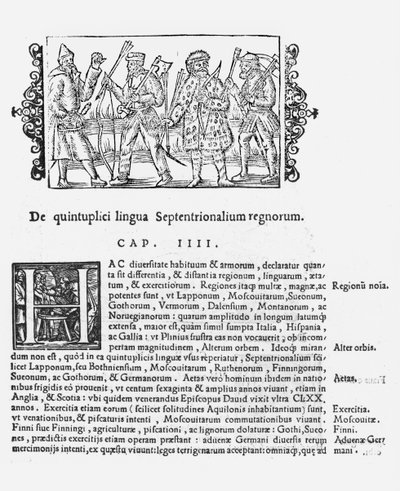 Variedad de lenguas, ilustración de Historia de Gentibus Septentrionalibus de Olaus Magnus (1490-1558), publicada en Roma, 1555 de Italian School