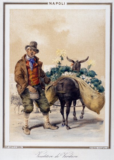 Vendedor de verduras en Nápoles, Italia de Italian School