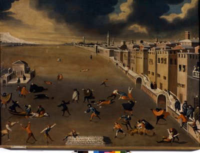 Venecia. La laguna congelada en el barrio de Fondamenta Nuove en el siglo XVIII. Venecia, Pinacoteca Querini - Stampalia de Italian School