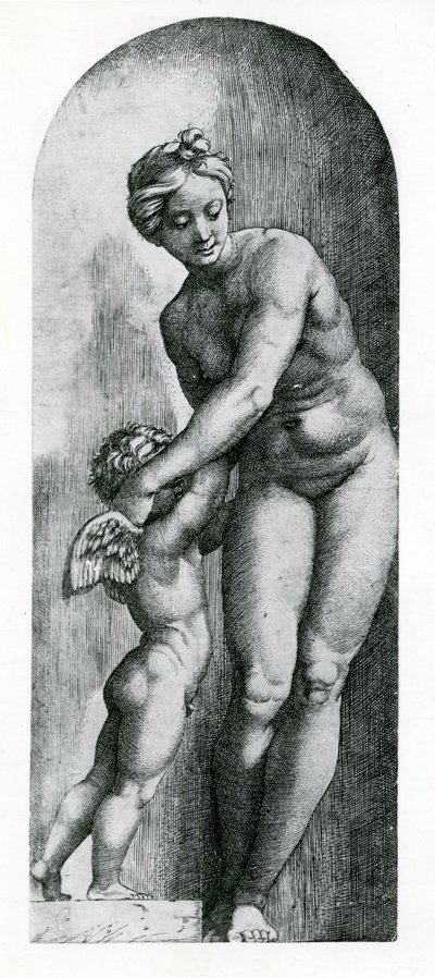 Venus y Amor, siglo XVII de Italian School
