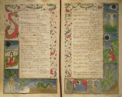 Versos e ilustraciones de borde sobre cómo invocar al diablo de Italian School