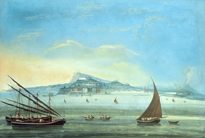 Vista de Nápoles (gouache sobre panel) de Italian School