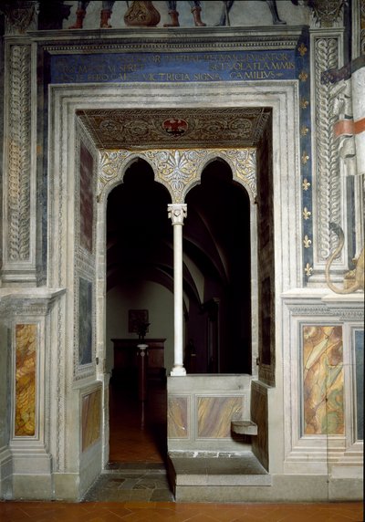 Vista de una ventana del Salón de los Lirios construido en 1299-1314 de Italian School