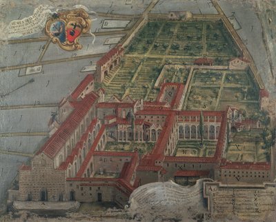 Vista de la Iglesia y Convento de Santa Croce en 1718 de Italian School
