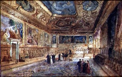 Vista del interior del Palacio Ducal en Venecia, c.1840 de Italian School